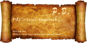 Páricsi Dominik névjegykártya
